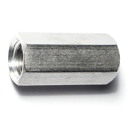 MIDWEST FASTENER Coupling Nut, 7/16"-14, 18-8 Stainless Steel, Not Graded, 1-1/4 in Lg, 3 PK 33828